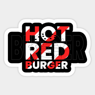 Hot red burger modern typography design Sticker